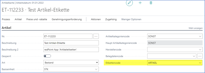 Artikel Etiketten